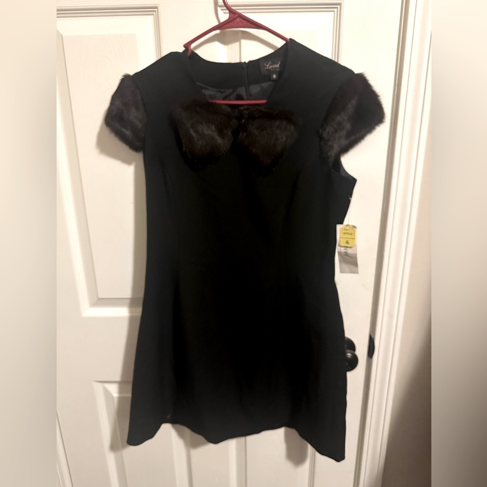 Black Dress with real mink details